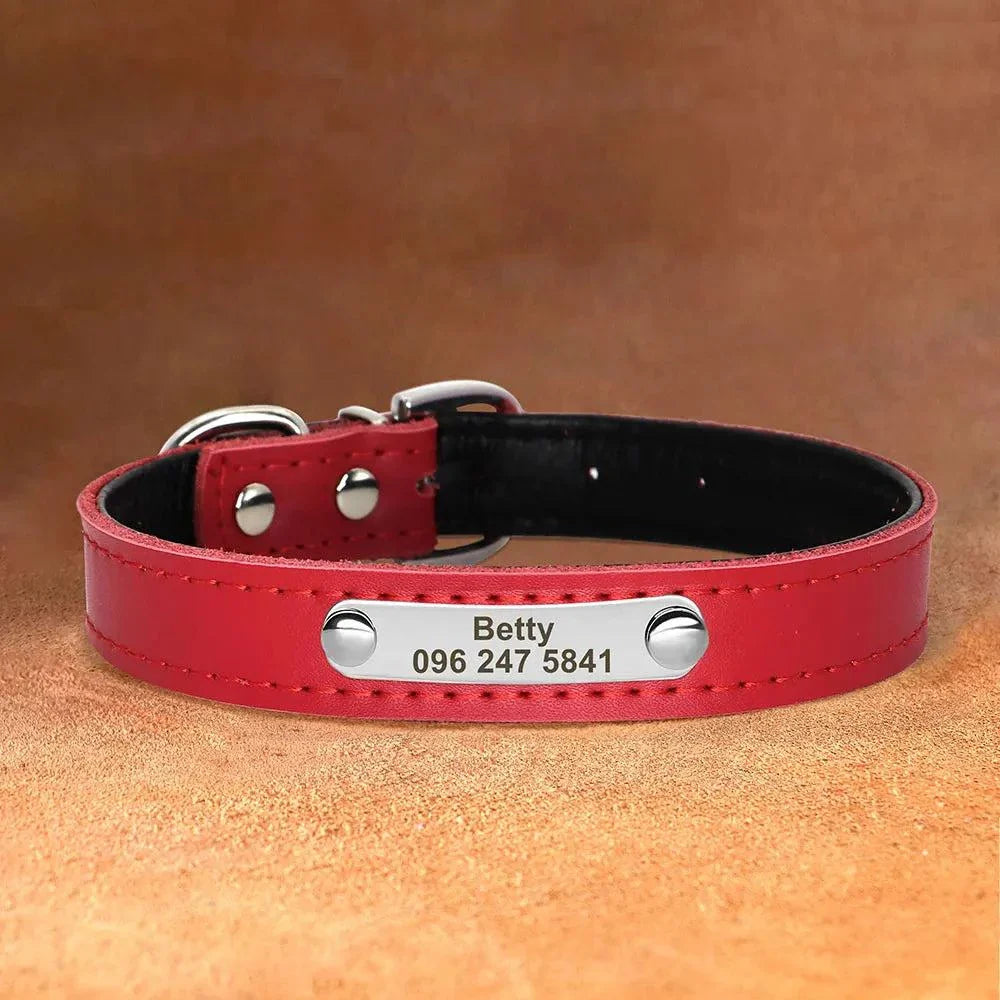 Personalised Leather Pet Collar ID 